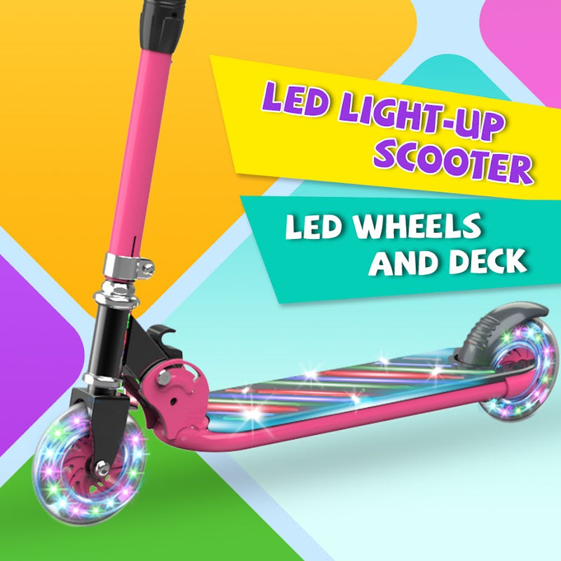 HOVERSTAR Kick Scooter for Kids, LED Light Up Wheels and Pedal, 3 Adjustable Height(27, 29, 31inch) Suitable for Children of More Ages
