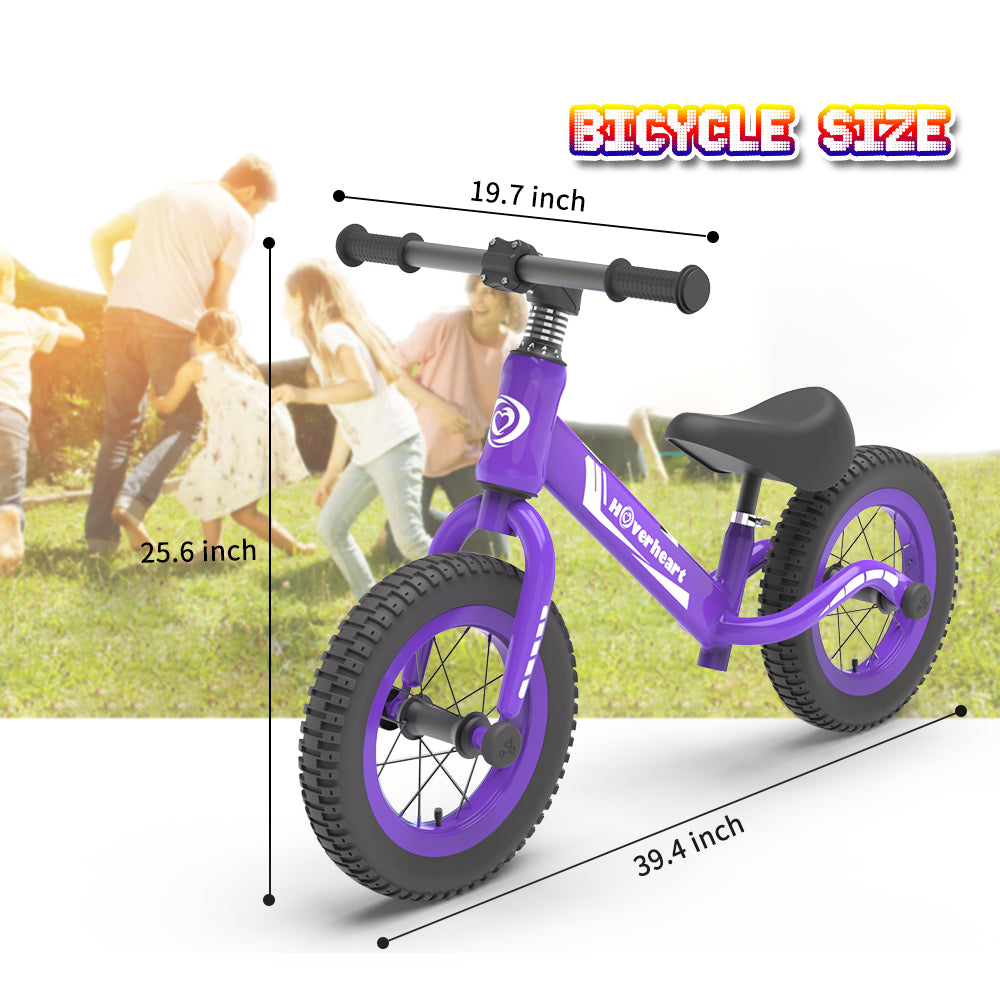 HOVER HEART Lightweight Kid's Balance Bike, 12'' Sports Balance Bike for Toddlers 18~48 Months, 2~4 Years Old with Adjustable seat and Absorbing Pneumatic Tire (Purple)