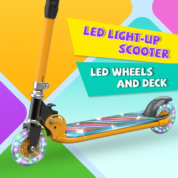 HOVERSTAR Kick Scooter for Kids, LED Light Up Wheels and Pedal, 3 Adjustable Height(27, 29, 31inch) Suitable for Children of More Ages