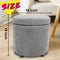 Fabric Cushion Round Button Tufted Deep Cylinder Storage Ottoman Footstool