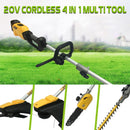 20V Coreless Trimmer / Chainsaw / Edger, 4-in-1 Multi Function Garden Electric Tool with String and 3-tooth-Blade Trimmer, 8 inch Chainsaw and 10 inch Edger for Garden, Back Yard and Plants