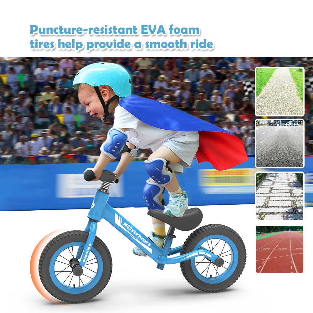 HOVER HEART Lightweight Kid's Balance Bike, 12'' Sports Balance Bike for Toddlers 18~48 Months, 2~4 Years Old with Adjustable seat and Absorbing Pneumatic Tire (Blue)