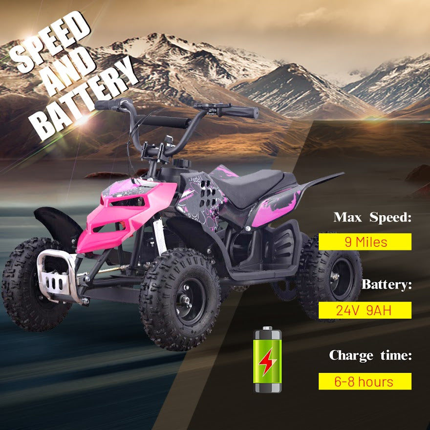 SKRT MONSTER INSECT 24V 100W ALL TERRIAN MINI ELECTRIC QUAD BIKE ATV FOR KIDS (6~12 YEARS OLD)Pink