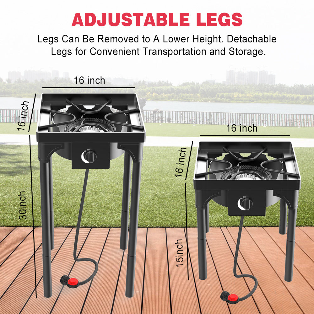 Outdoor & Indoor Portable Propane Stove, Single Burners with Gas Premium Hose