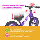 HOVER HEART Lightweight Kid's Balance Bike, 12'' Sports Balance Bike for Toddlers 18~48 Months, 2~4 Years Old with Adjustable seat and Absorbing Pneumatic Tire (Purple)