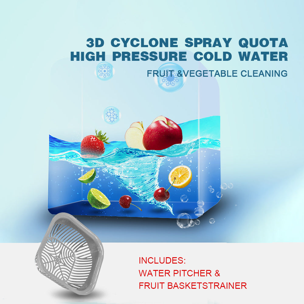 Portable Countertop Dishwasher, 5 Washing Programs, Built-in 5-Liter Water Tank, 3D Cyclone Spray, Fruit & Vegetable Cleaning with Basket, High Pressure & High Temperature, Air Drying