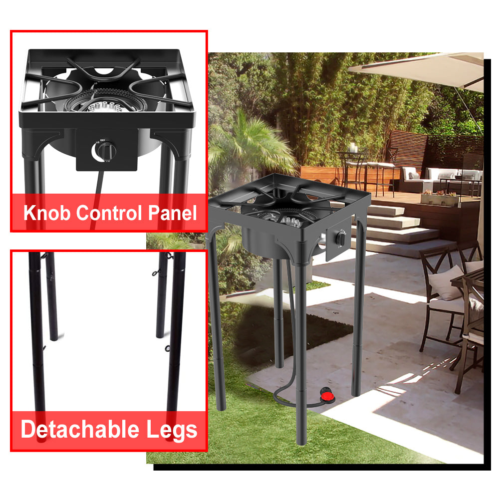 Outdoor & Indoor Portable Propane Stove, Single Burners with Gas Premium Hose