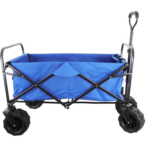 KAPAS Outdoor Collapsible Folding Utility Wagon with Universal 360° All-Terrain Wheels for Shopping, Garden, Park Picnic and Beach Camping