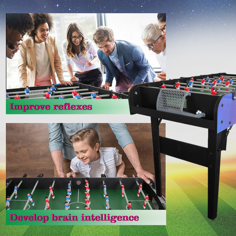 FITPHER 4 ft Foosball Table Game, Foldable and Portable 48'' Football Game Table, Multi Person Table Soccer Perfect for Families, Recreational Game Rooms, Arcades, Bars, Parties, Family Night