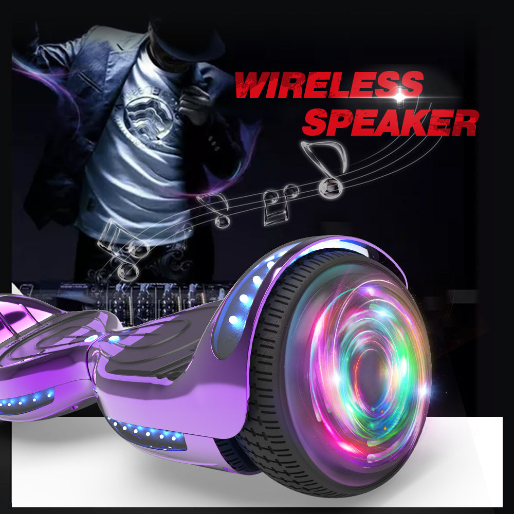 HOVERSTAR Hoverboard All New Version-HS2.0, Chrome Color & Coating Skins Two Wheels Self-Balancing Scooter with Wireless Speaker Playing Music & Led Wheels Flashing Lights