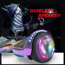 K6 6.5" Hoverboard LED Flash Wheel with Bluetooth Speaker | Chrome Rainbow