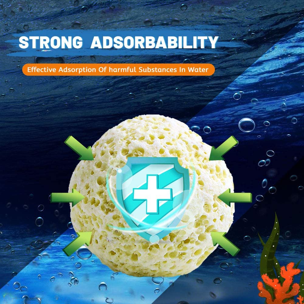 Aquarium Filter Media Porous Balls (Net Weight 5.5 lbs)  Yellow - Ceramic 2 Bags/Pack