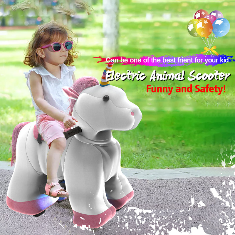 Electric Stuffed Ride on Unicorn Animals for 3-7 Years Old (6V/7A)