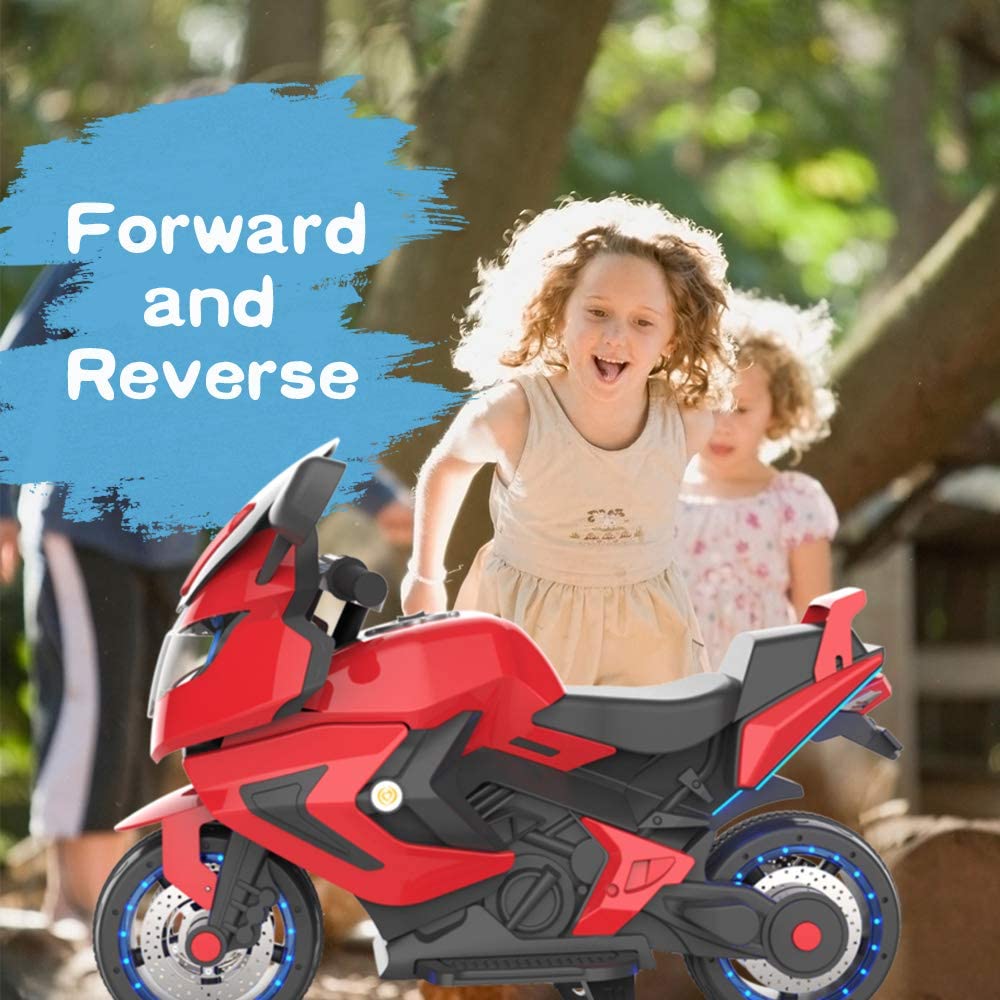 HOVER HEART Kids Electric Power Motorcycle 12V Ride On Bike (Hot Red)