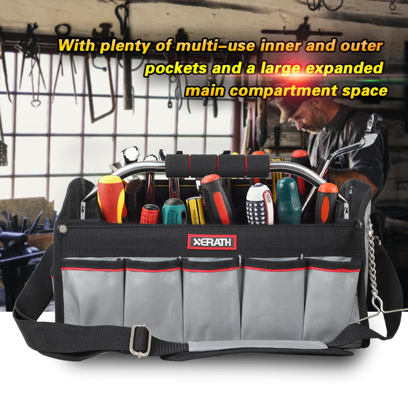 KAPAS Open Top Tool Bag,  Tool Carrier Equipped with Internal Structure and Wear-Resisting Base for Tool Storage (16-Inch)