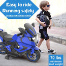 HOVER HEART Kids Chargeable Electric Power Motorcycle 12V Ride On Toy Bike with LED Wheels &Training Wheels for 3-7 Age (Blue)