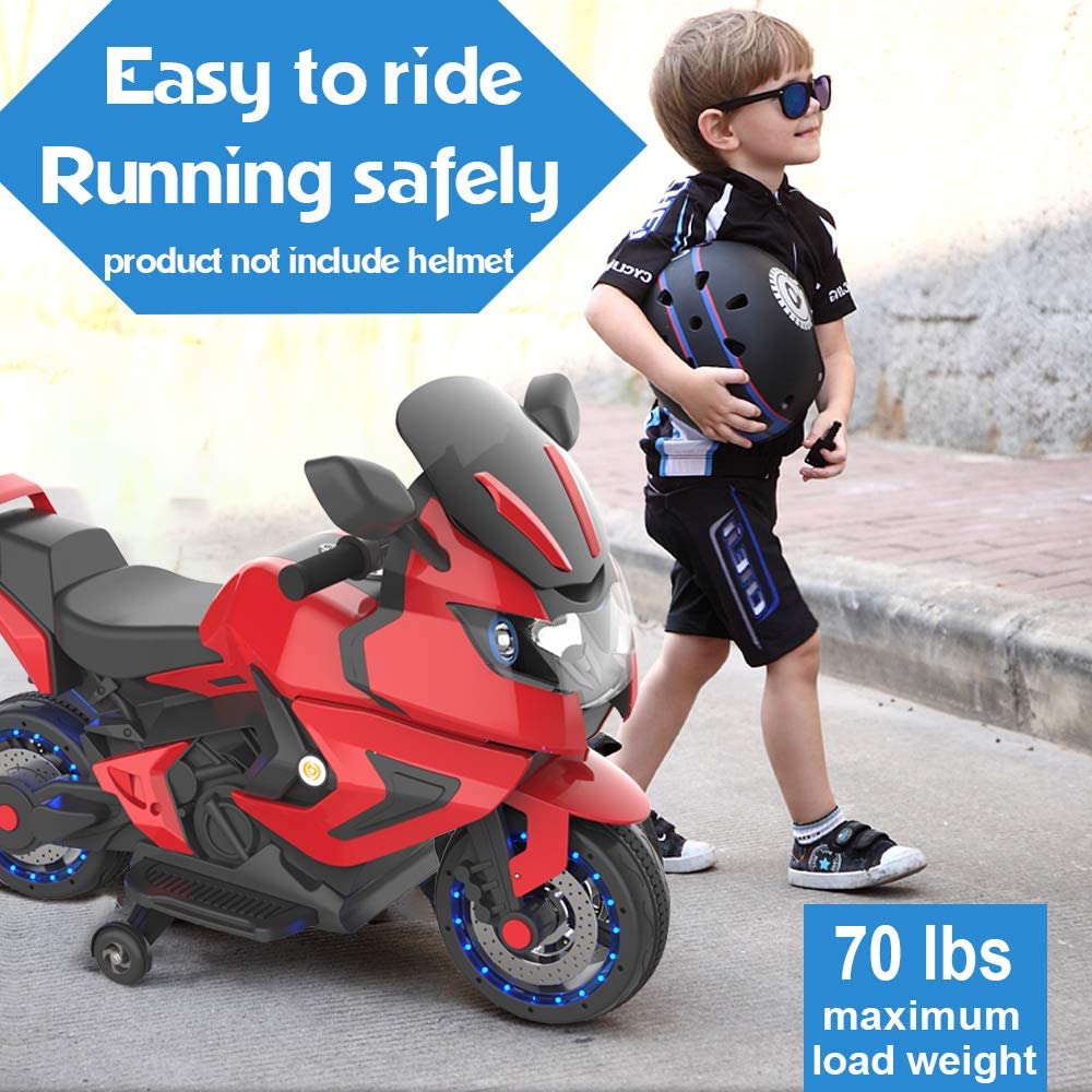 HOVER HEART Kids Electric Power Motorcycle 12V Ride On Bike (Hot Red)