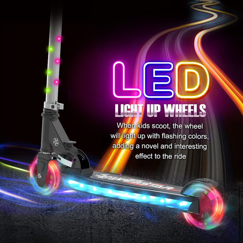 Kick Scooter for Kids, LED Light-up Scooter, Adjustable Handlebar,Includes  Lights on Stem & Wheels, Ages 6+