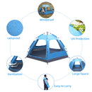 Waterproof Instant Pop Up Camping Tent , 3-4 Person Easy Quick Setup Dome Family Tents for Camping, Double Layer Flysheet Can be Used as Pop up Sun Shade