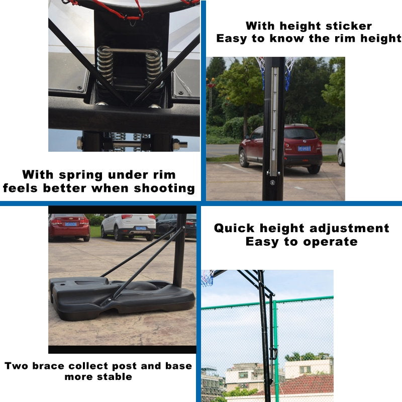 FITPHER Portable Basketball Hoop, Adjustable Height Basketball Stand (7.5ft - 10ft) with PVC Backboard, Wheel and Ball Net for Kids, Youth, Adult Game (7.5ft - 10ft Height)