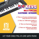 Hillo 54 Key Portable Multi-Function Electronic Keyboard With LCD Screen & Microphone