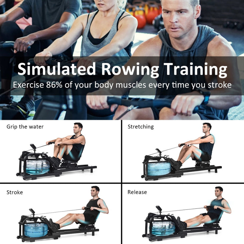 FITPHER Water Resistance Rowing Machine Resistance Metal Dual-Track Healthy Indoor Gym Equipment For Fitness (Irony)