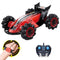 HILLO 2.4G RC Drift Stunt Car 4WD Multi-Direction LED High Speed Off-Road Vehicle With Tail Glowing Water Vapor Jet - Handle Remote Control And Watch Style Gravity Remote Control Included (Red)