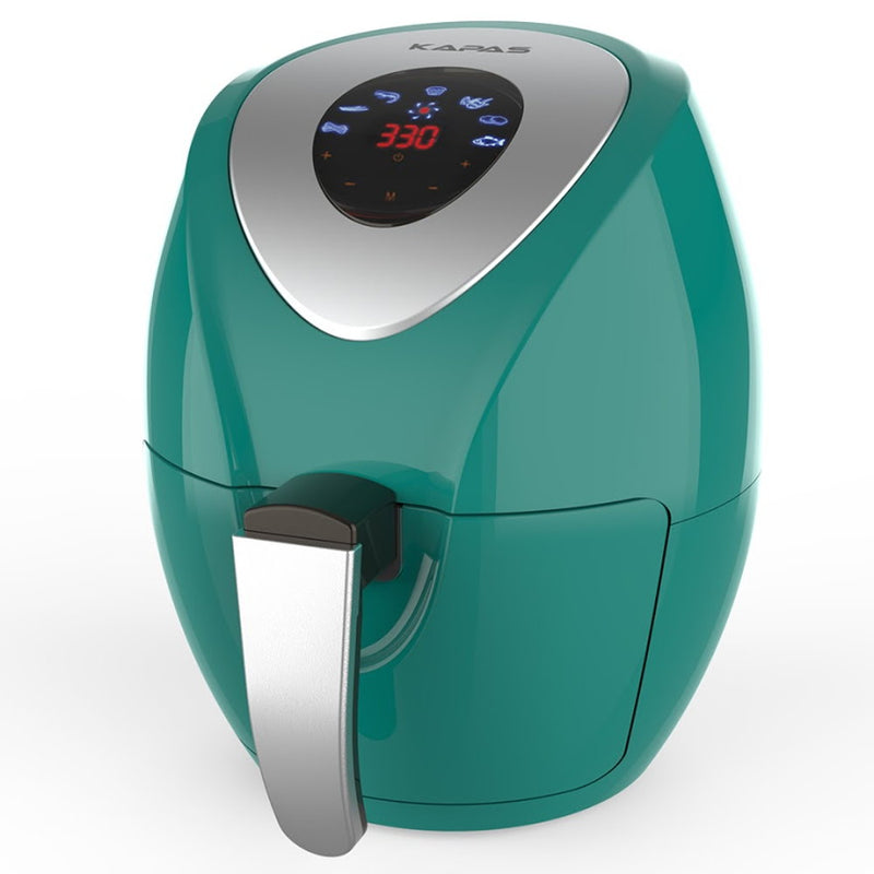 KAPAS Electric Air Fryer, 6.8 Quarts, 6.5 Litre Capacity and 7-in-1 One-Touch Screen Cook Presets with Additional Accessory Turquoise