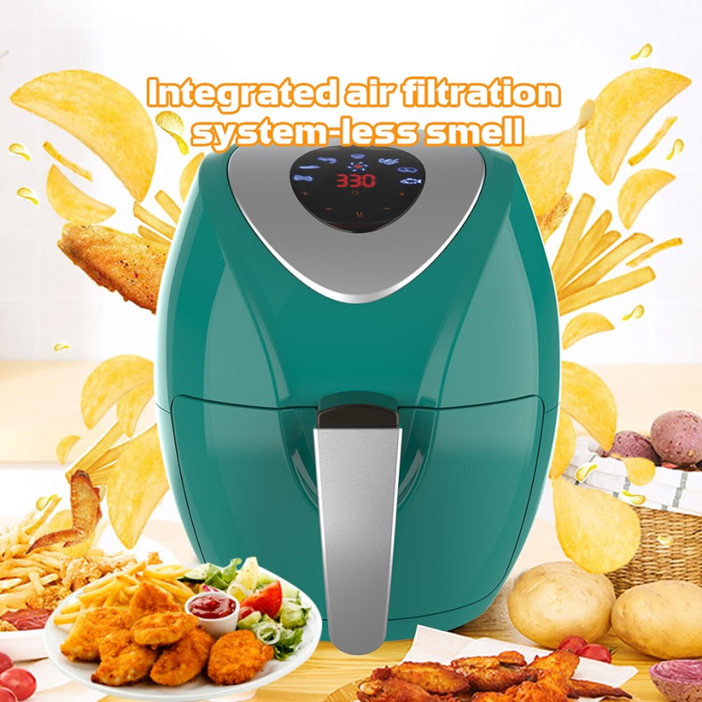 KAPAS Electric Air Fryer, 6.8 Quarts, 6.5 Litre Capacity and 7-in-1 One-Touch Screen Cook Presets with Additional Accessory Turquoise