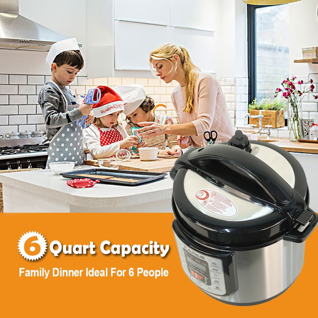 KAPAS Smart Electric Pressure Cooker, 6.4 Qt 10-in-1 Multi-Use Slow Cooker with Cooking Accessory for Delicous Food Rice, Multigrain, Porridge, Meat/Stew, Yogurt, Cake and Warm, Steam, Saute