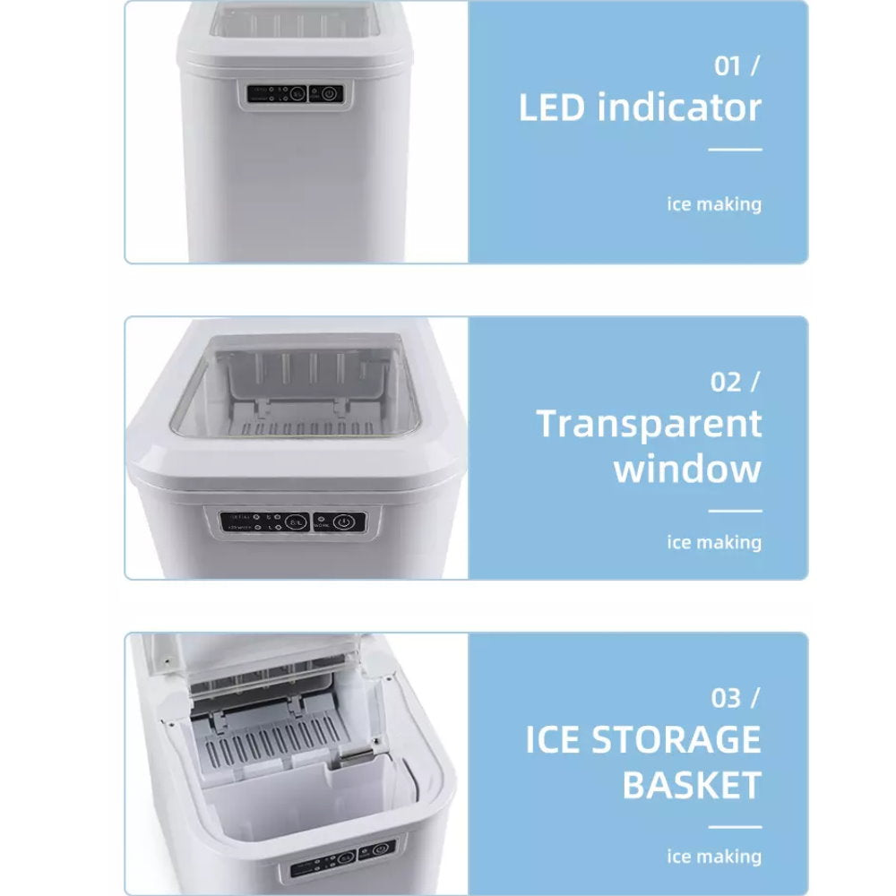 Kapas Portable Ice Maker(2.2L) 26 lbs/24H , 9 Ice cubes ready in 8 Mins, with Ice Scoop & Basket, Perfect for Home/Kitchen/Office/Bar With Push-Touch Button Digital Display