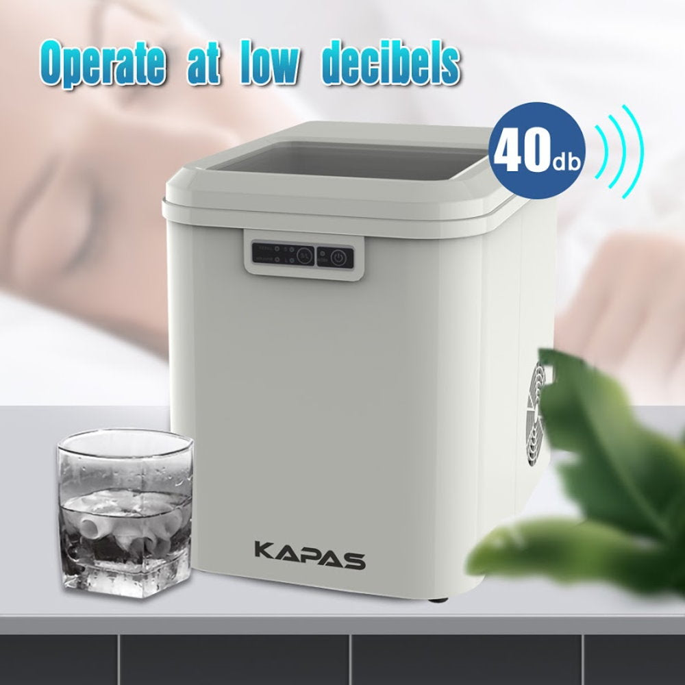 Kapas Portable Ice Maker(2.2L) 26 lbs/24H , 9 Ice cubes ready in 8 Mins, with Ice Scoop & Basket, Perfect for Home/Kitchen/Office/Bar With Push-Touch Button Digital Display