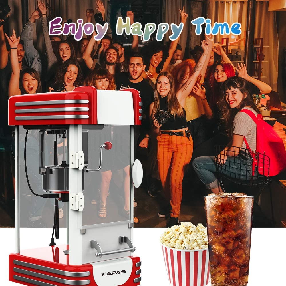 KAPAS Popcorn Machine, Red Tabletop Popcorn Maker with Accessories