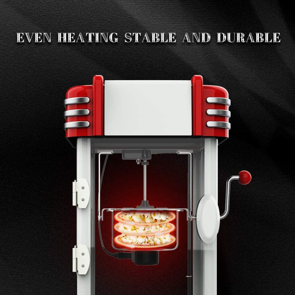 KAPAS Popcorn Machine, Red Tabletop Popcorn Maker with Accessories