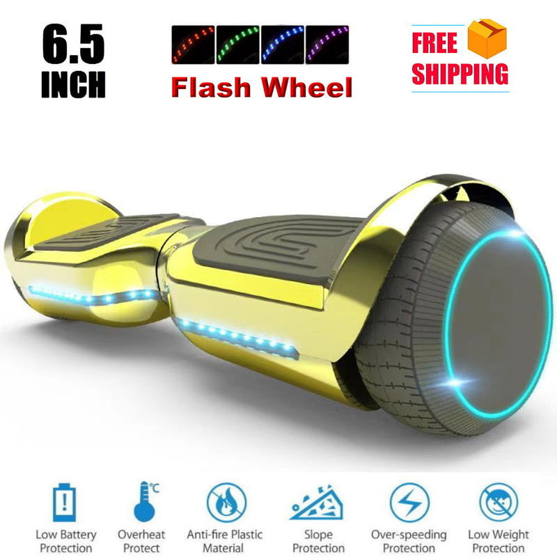 6.5'' Hoverboard with Front/Back LED & Bluetooth Speaker, Self-Balance Flash Wheel, UL Chrome Gold