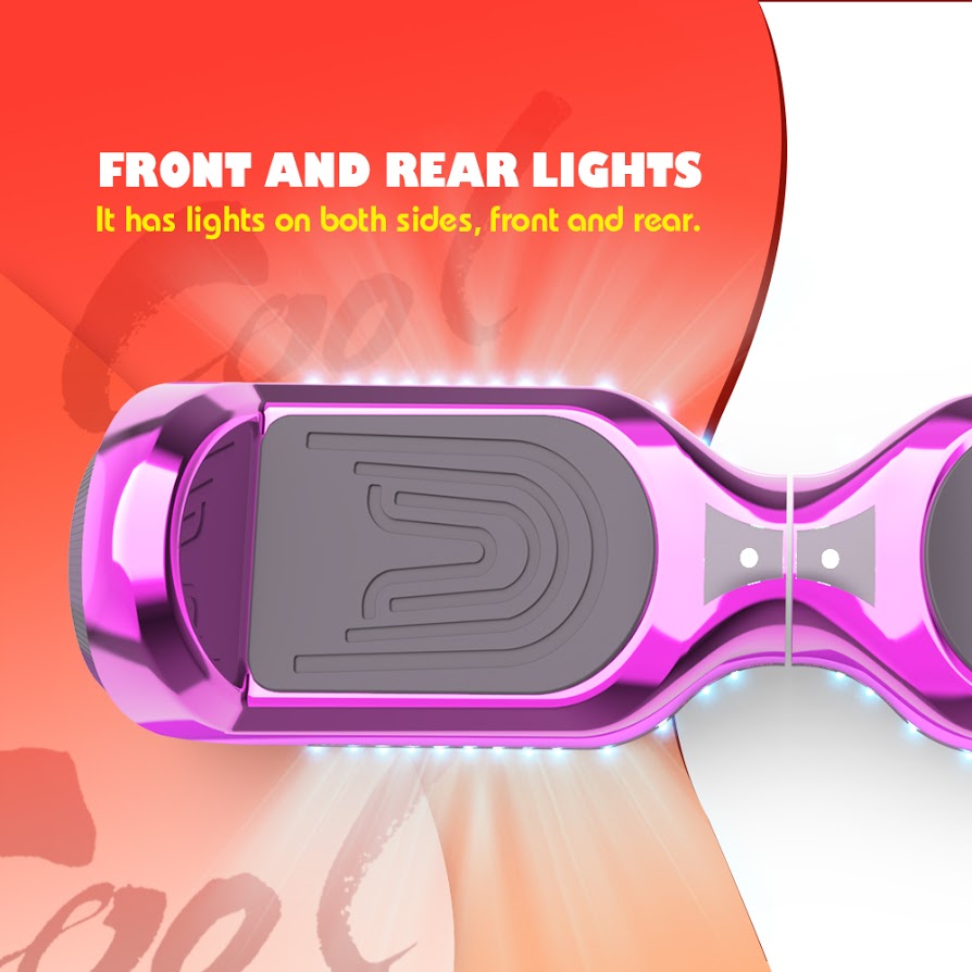 6.5'' Hoverboard with Front/Back LED & Bluetooth Speaker, Self-Balance Flash Wheel, UL Chrome Pink