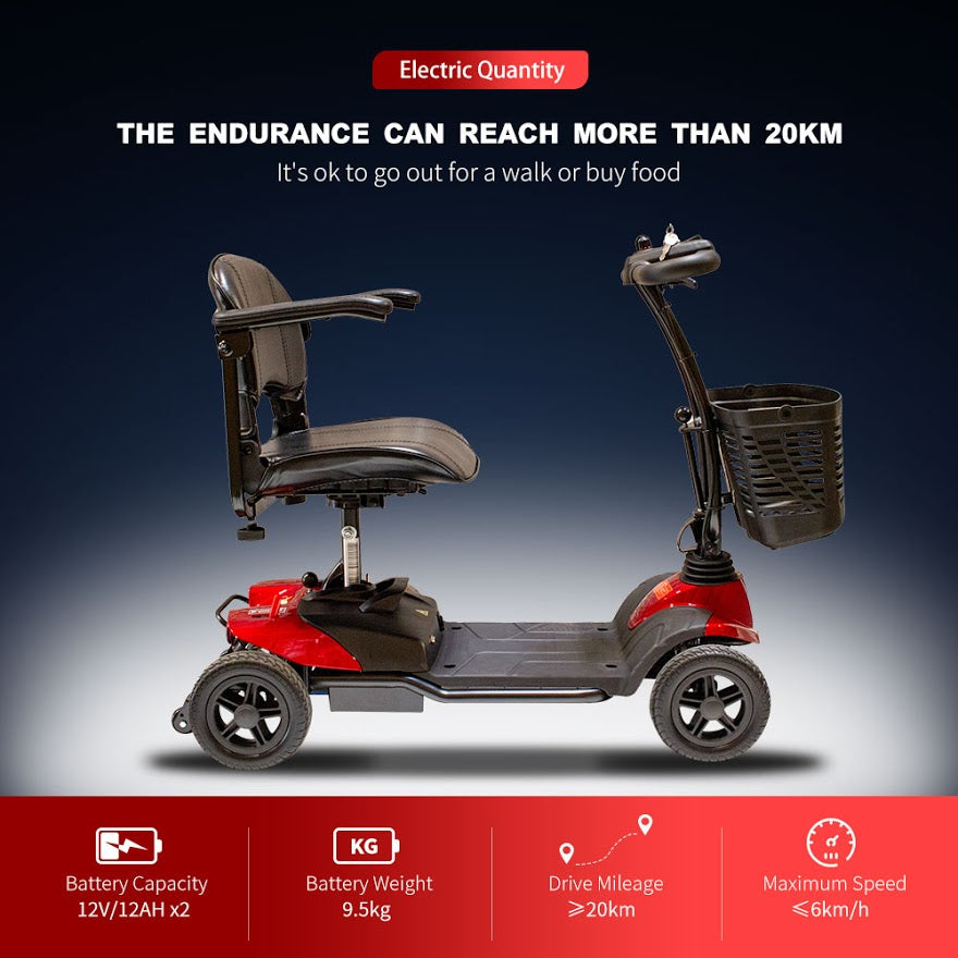 Mobility Scooter - Electric Powered Mobile Wheelchair Device (Red) Brand: SKRT