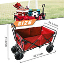 KAPAS Outdoor Collapsible Folding Utility Wagon with Universal 360° All-Terrain Wheels for Shopping, Garden, Park Picnic and Beach Camping (Red)