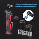 KAPAS Cordless Electric Wrench 3/8" Ratchet Wrench Set Angle Drill Screwdriver Wrench Tools with 2 x 2000mAh Battery Charger Kit