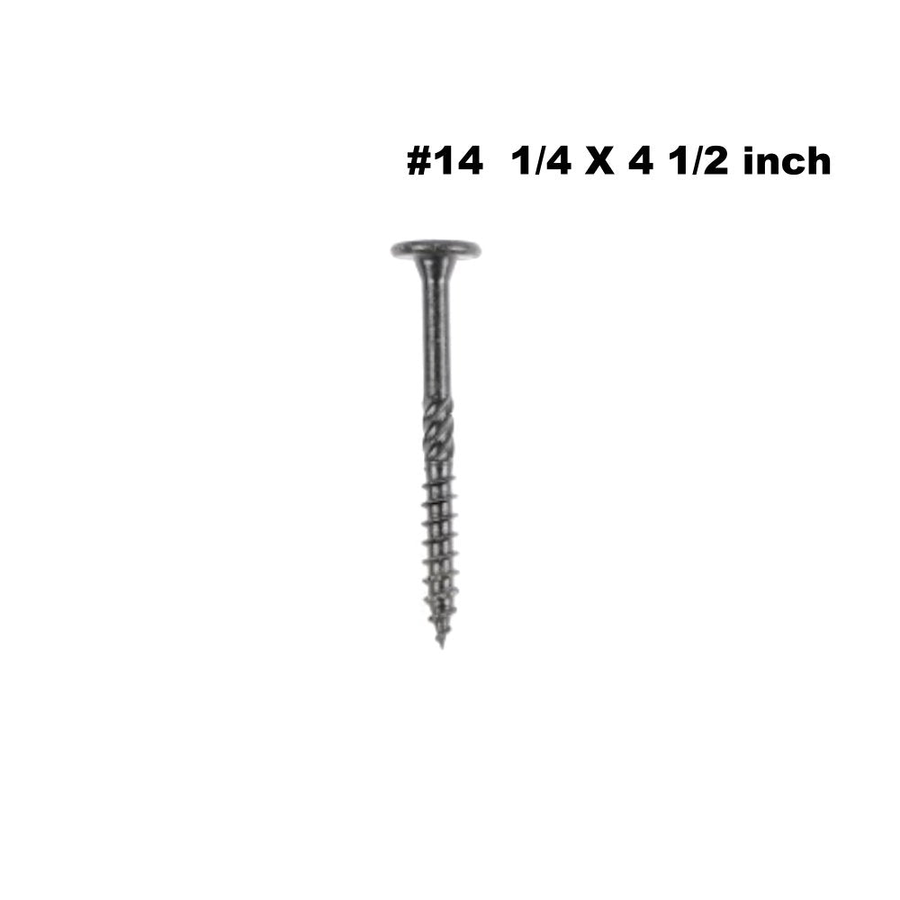 KAPAS Decking/Fencing/ Framing Black Wood Screws #14 1/4 X 4 1/2” Flat Head, T30 Torx Drive, Hardened Steel , Black NANO 1000hrs + Wax Exterior Coated (50 Pcs - With T30 Torx drive bit )