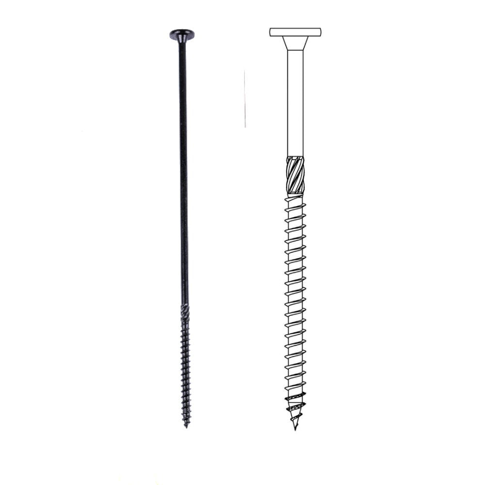 KAPAS Decking/Fencing/ Framing Black Wood Screws #14 1/4 X 4 1/2” Flat Head, T30 Torx Drive, Hardened Steel , Black NANO 1000hrs + Wax Exterior Coated (50 Pcs - With T30 Torx drive bit )