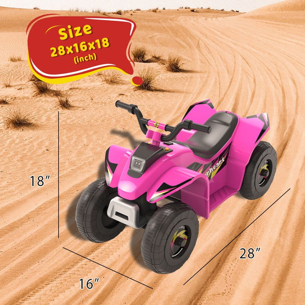 HOVERHEART 6V Kids Electric Ride On Mini ATV Quad Bike 4 Wheeler Toy Car (Pink)