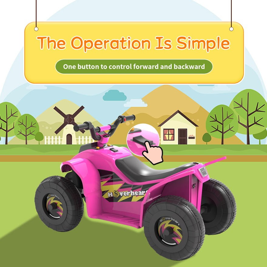 HOVERHEART 6V Kids Electric Ride On Mini ATV Quad Bike 4 Wheeler Toy Car (Pink)