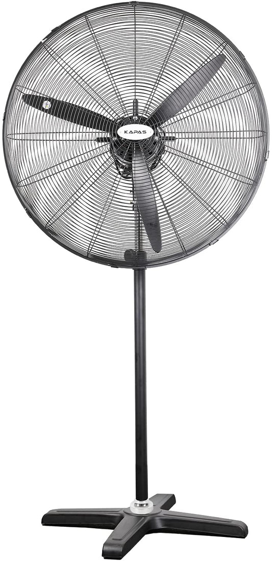 Industrial Pedestal Fan, 30"& 26" Diameter Commercial Oscillating Fan Made by Heavy Duty Metal Structure and Blade, Adjust Height, 3- Speed Control Suitable to Warehouse, Shop, Garage, and Workspace.
