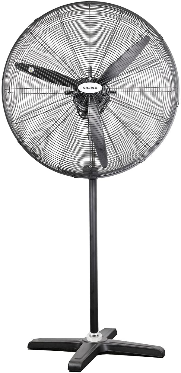 Industrial Pedestal Fan, 30"& 26" Diameter Commercial Oscillating Fan Made by Heavy Duty Metal Structure and Blade, Adjust Height, 3- Speed Control Suitable to Warehouse, Shop, Garage, and Workspace.