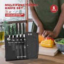 MOSTA Ceramic Coated Knife Block Set with 5Pcs Kitchen Knives, Chef Knife, Bread Knife, Slicing Knife, Utility Knife, Paring Knife and Acrylic Stand