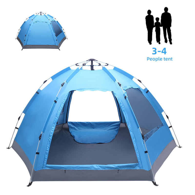 Waterproof Instant Pop Up Camping Tent , 3-4 Person Easy Quick Setup Dome Family Tents for Camping, Double Layer Flysheet Can be Used as Pop up Sun Shade