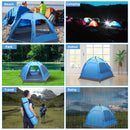 Waterproof Instant Pop Up Camping Tent , 3-4 Person Easy Quick Setup Dome Family Tents for Camping, Double Layer Flysheet Can be Used as Pop up Sun Shade