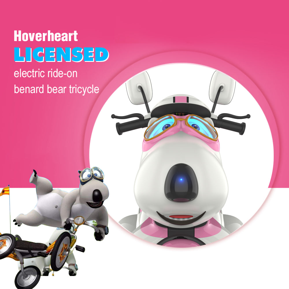 Bernard Bear Ride-On Toy 6V/4.5Ah With LED 3 Wheels For Kids (Pink)